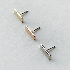 BVLA 14kt Yellow Gold Flat Rectangle Earring